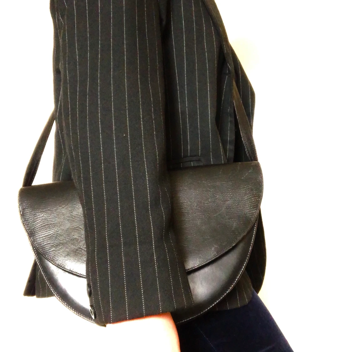 Vintage svart skinnväska - 91