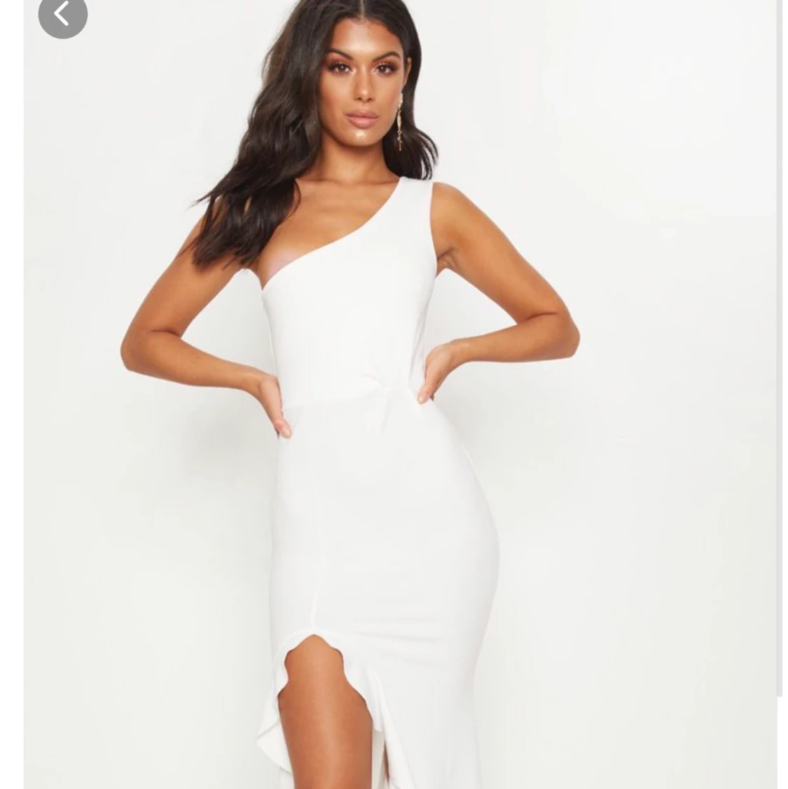 White one shoulder ruffle Hem maxi dress