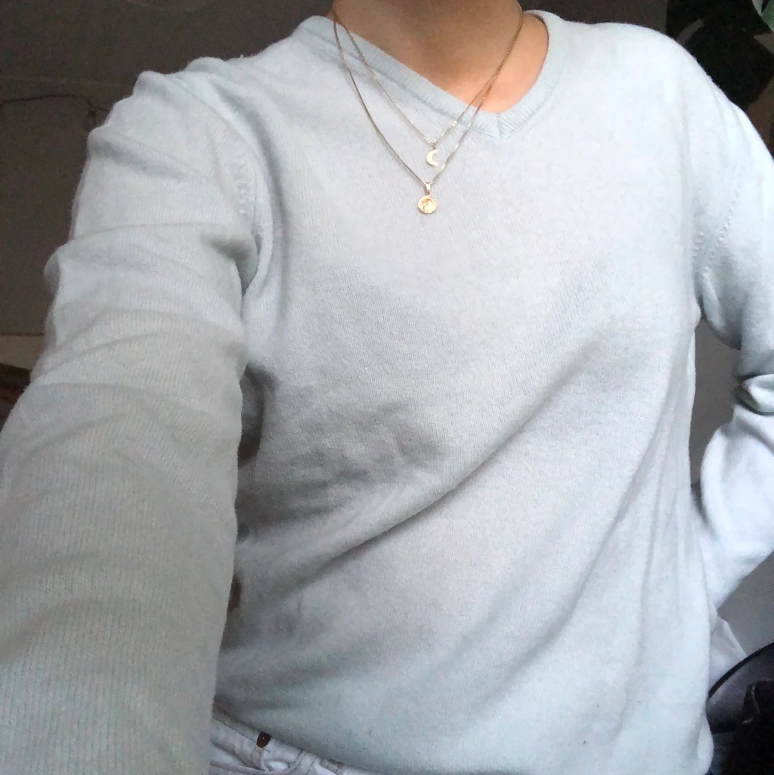 ljusblå ulltröja - 90