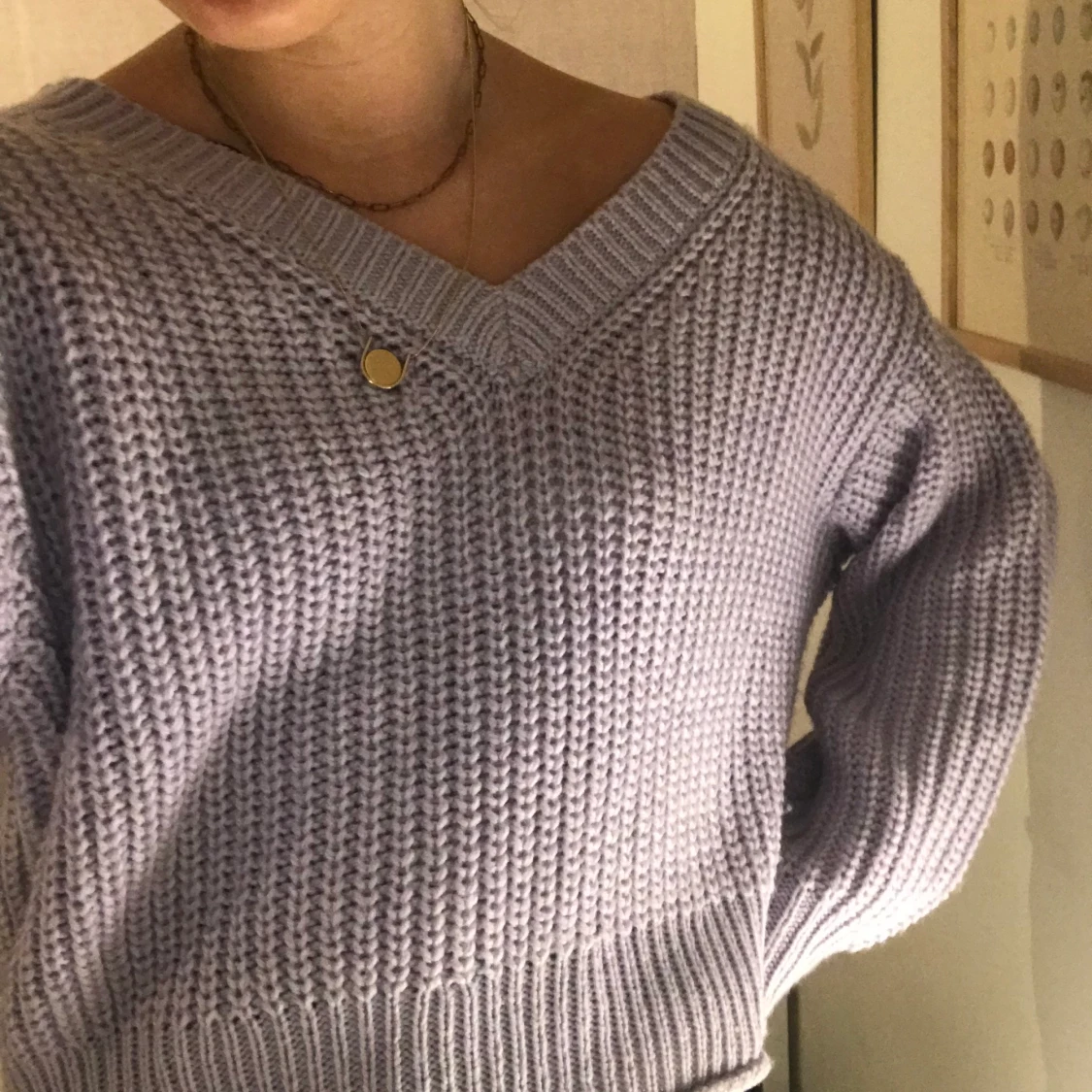 Lila stickad tröja - 91