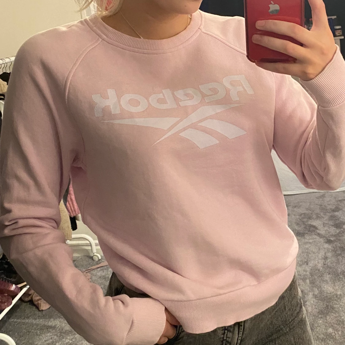 Rosa Reebok tröja storlek S