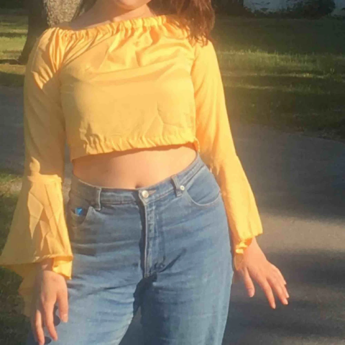 Gul 70tals milkamaid-dig tröja 