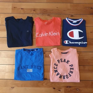 T shirts barnstorlek  - Säljs för 50 kronor styck eller 200 för alla! Peak performance tröjan är storlek 150 cm och de andra är 152 men funkar nog som XS i tjejstorlek, skriv till mig för mått! Alla är i gott skick utom slitage på trycket på Gant tröjan.