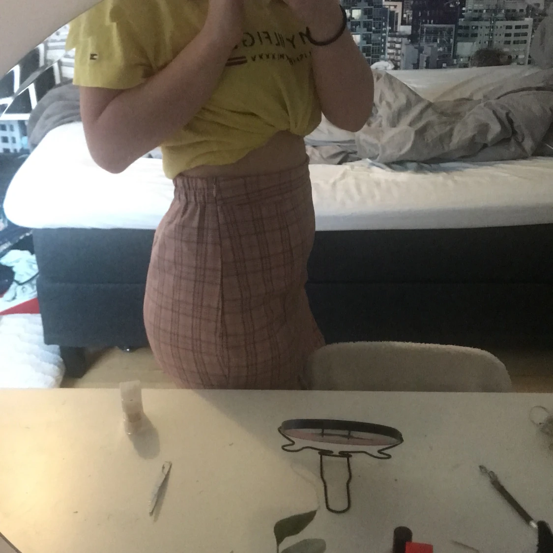 Rosa rutig kjol - 91