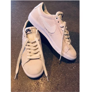 Nike SB Grant Taylor  - Benvita Nike SB i mocka, logga på sidorna och baktill är i canvas. Använda endast en gång och därmed några små fläckar framtill, i övrigt perfekt skick! Skickas mot porto eller hämtas i Malmö. 