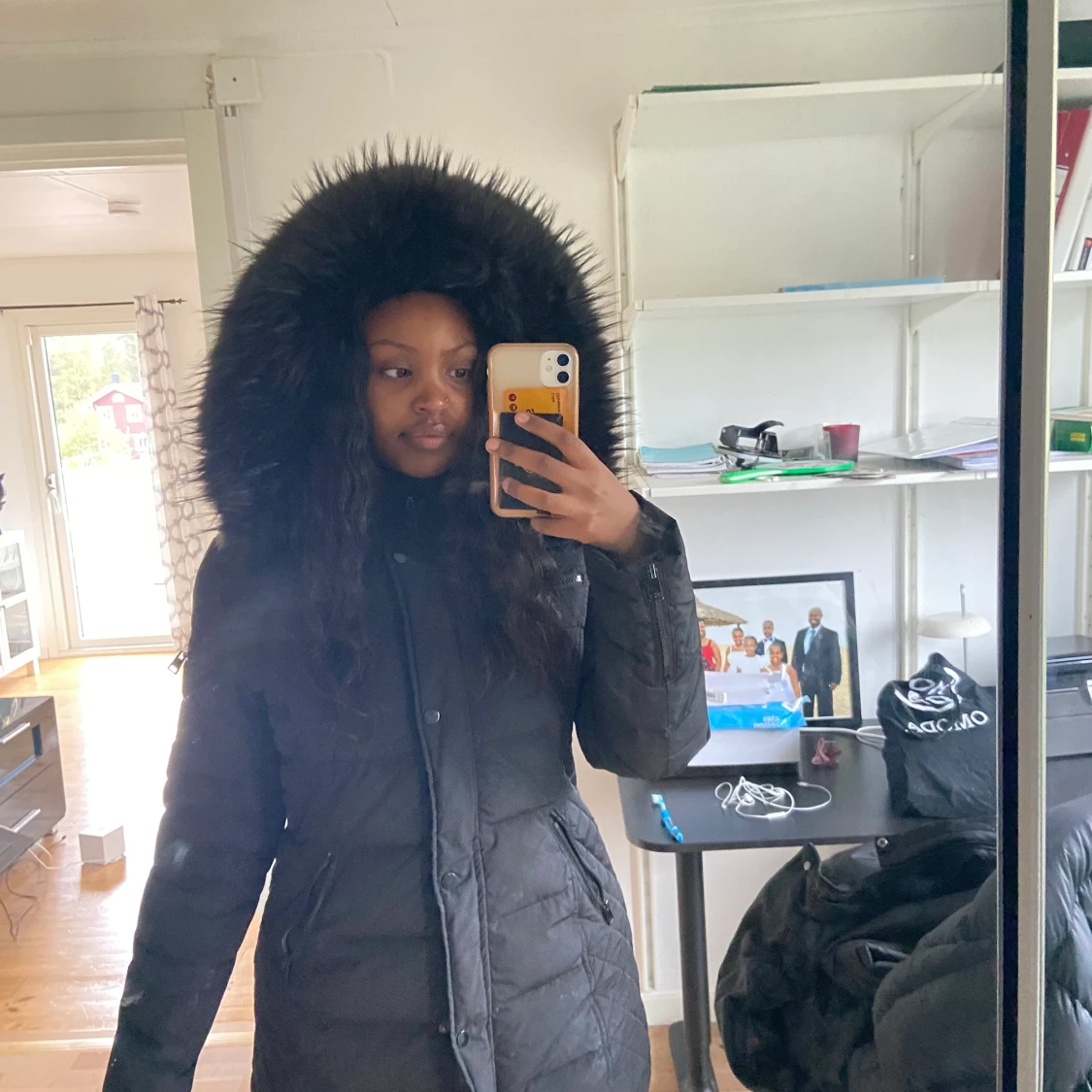 lång päls vinter jacka  - 90