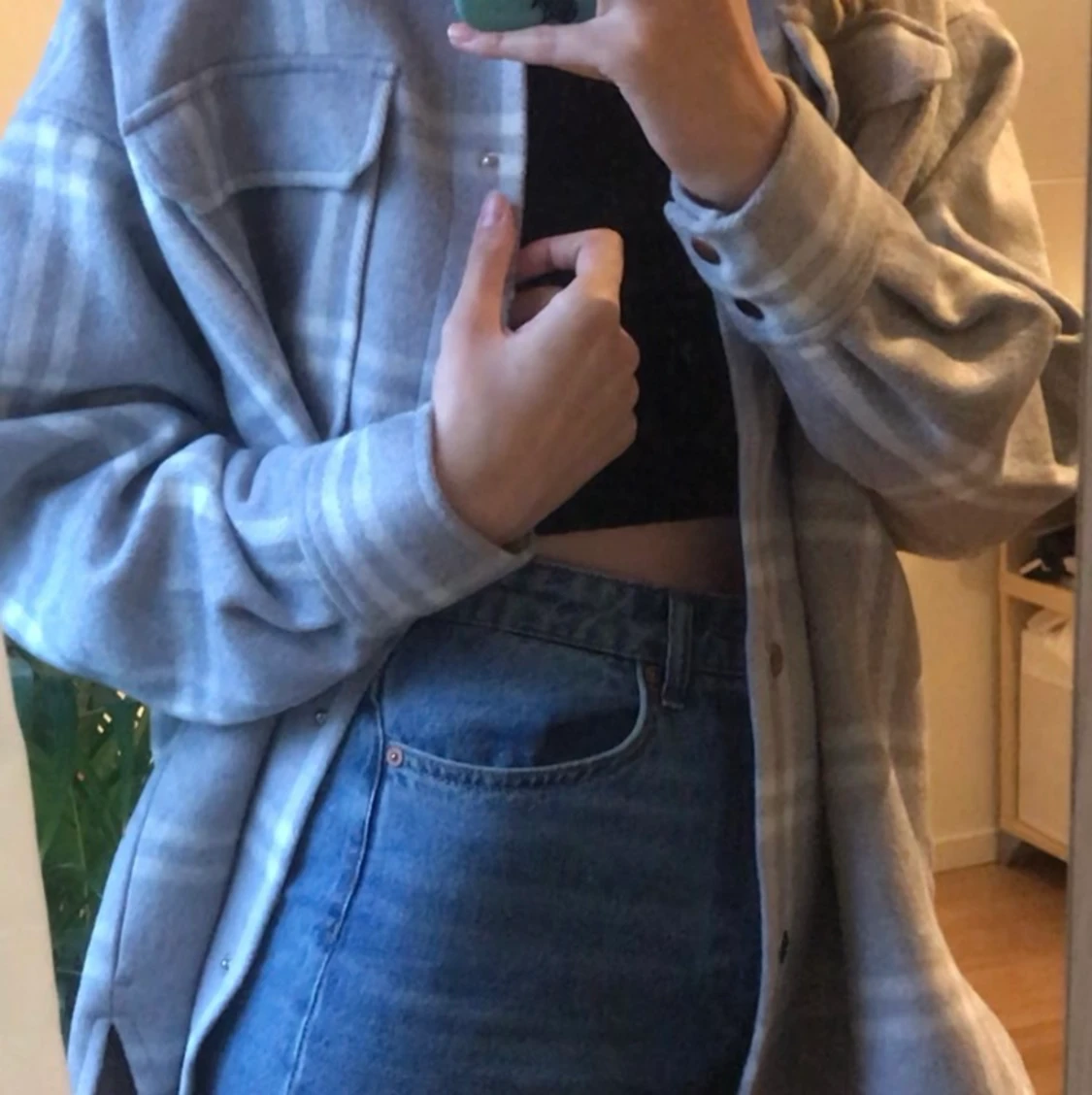 Filtad skjortjacka ljusgrå - 90