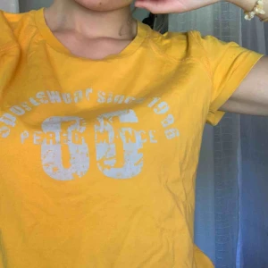  - Vintage peak performance tisha, senapsgul färg. Knappt använd men trycket är slitet då den är vintage😎 frakten ligger på ca 18 kr men kan även mötas upp i centrala Uppsala