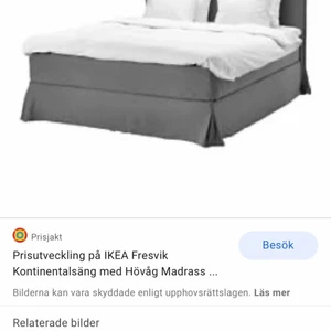 Fresvik klädsel för 160 säng  - Köpte en av de sista exemplaren av denna sängklädsel från Ikea men tyvärr kommer det inte till användning då vi köpte en annan säng. Klädseln passar på Ikeas sängar (160x200). Fin grå färg. Oöppnad kartong och som sagt en av de sista exemplaren.