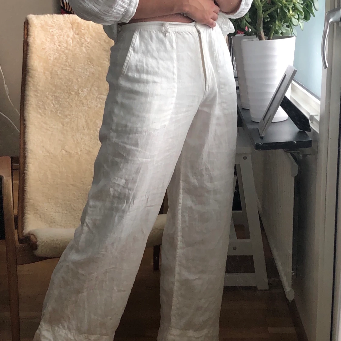 Vita linnébyxor - 90