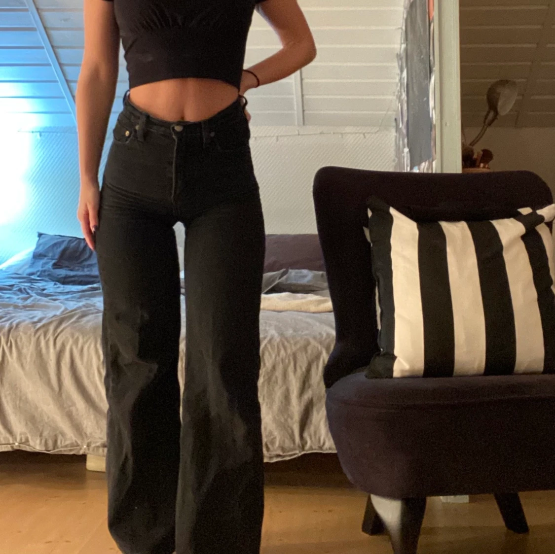 Ribcage Wide Leg - Svart