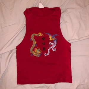 Red halter neck top  - Röd halter neck crop top drake motiv. 