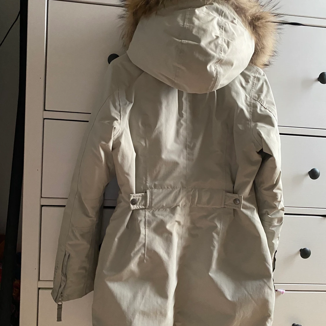 Lång verdeterre jacka med äkta päls - 91