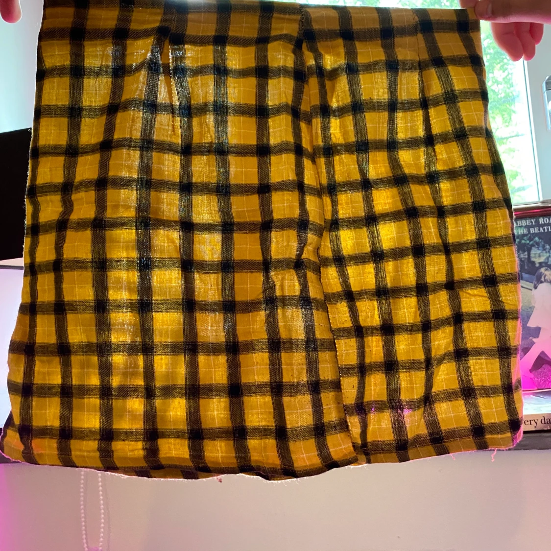 Kort rutig gul kjol - 90