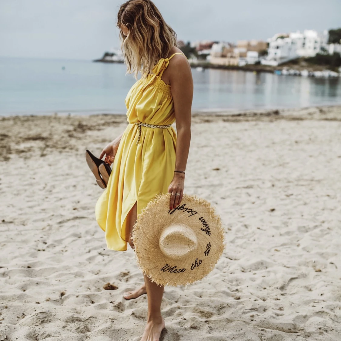 H&m gul strand sommae klänning