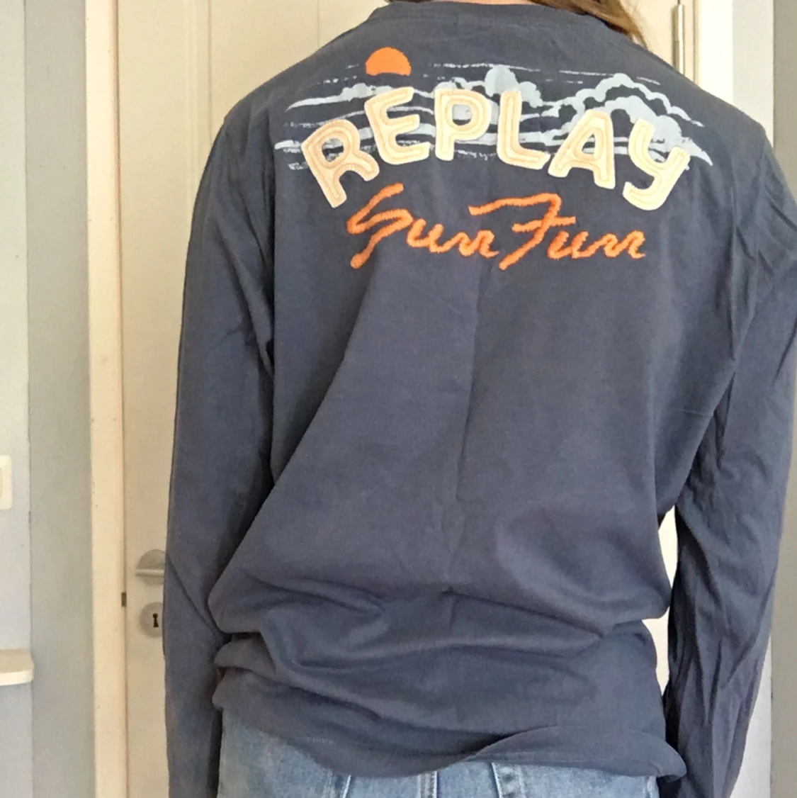 Blå långärmad - 90