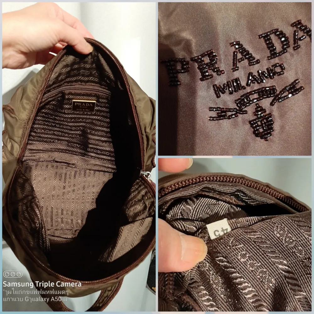 Äkta Prada Brad Embroidery Hondbag Nylon Tote bag B30xH23xD14 cm. Accessoarer.