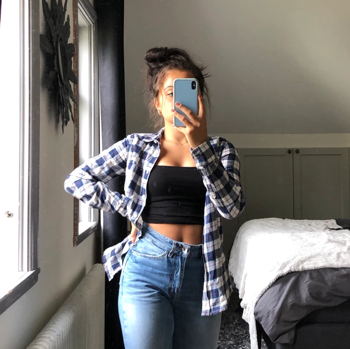 Blå-vit randig skjorta  - 90