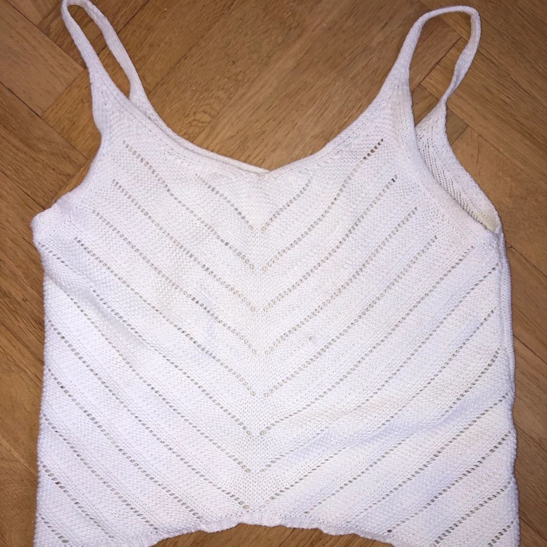 Vitt stickat linne top - 91