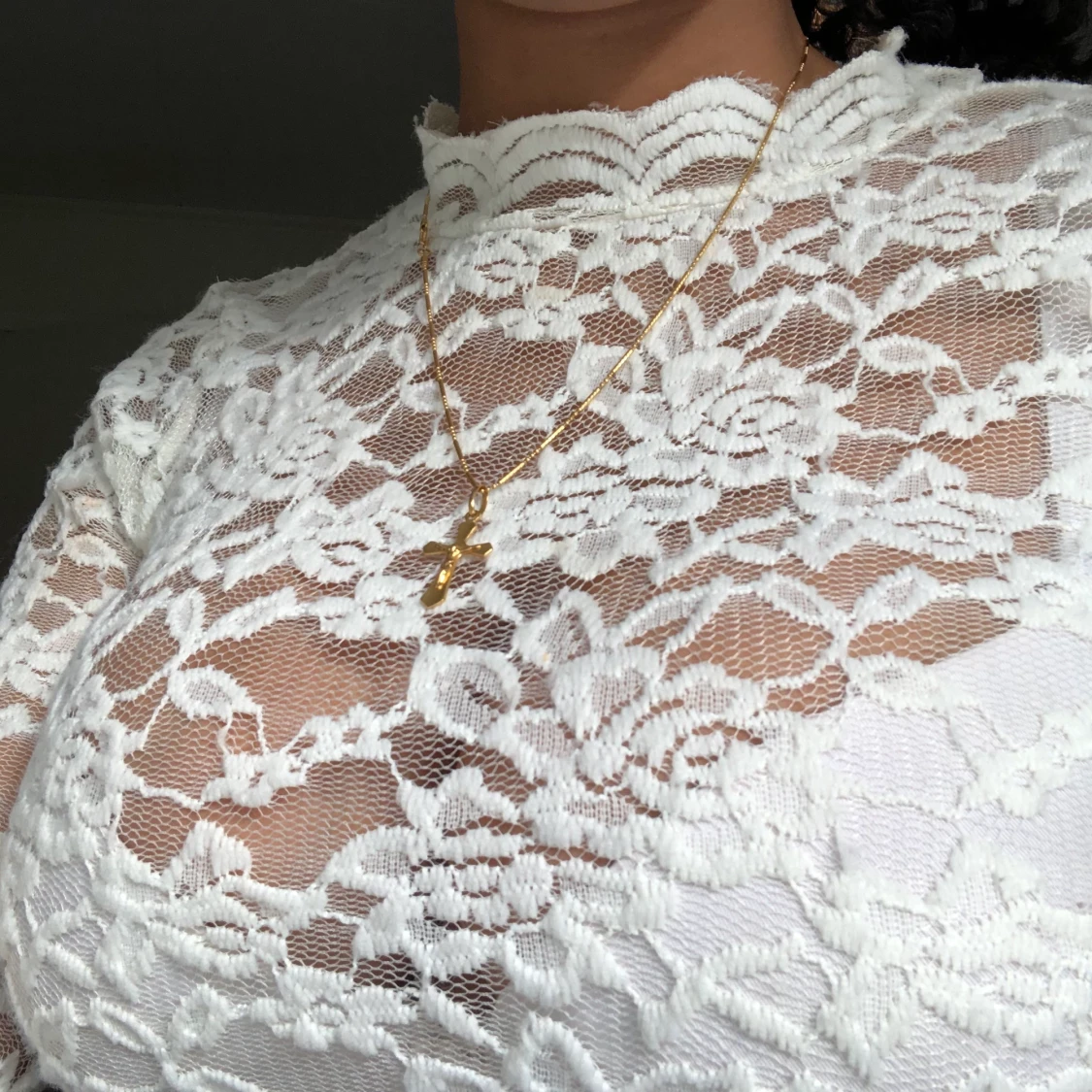 Vit helspets highneck tröja strl XS - 91