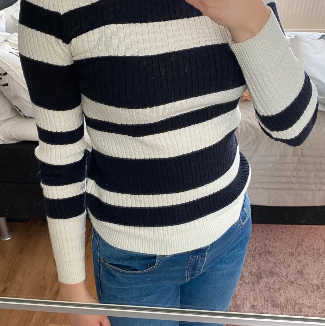 Tröja med olika ränder, slim fit  - 90