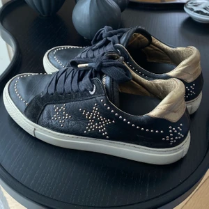 Zadig sneakers - Skit snygga skor från Zadig & Voltaire, svarta med guldiga detaljer. Används fåtal gånger och jätte bra skick förutom en nit som lossnat där fram. Otroligt sköna.💕