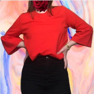 Red flare sleeve top size S - Red high-quality top with flare sleeves. Gold zip about 15cm down the back. From Lindex