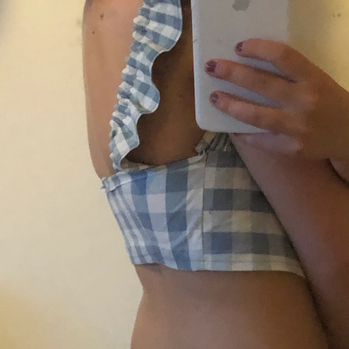 Blå-rutig sommar topp - 90