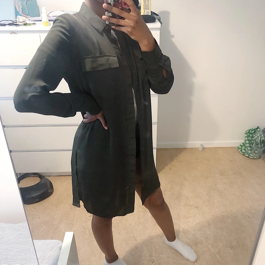 Khaki grön oversized skjorta 💚