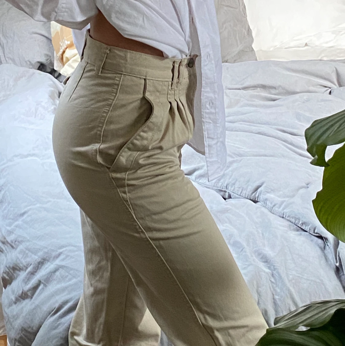 Beiga kostymbyxor - 90