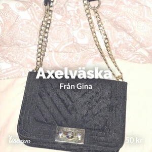 Axelväska  - Från gina, svart sammets väska med guld kedja. 