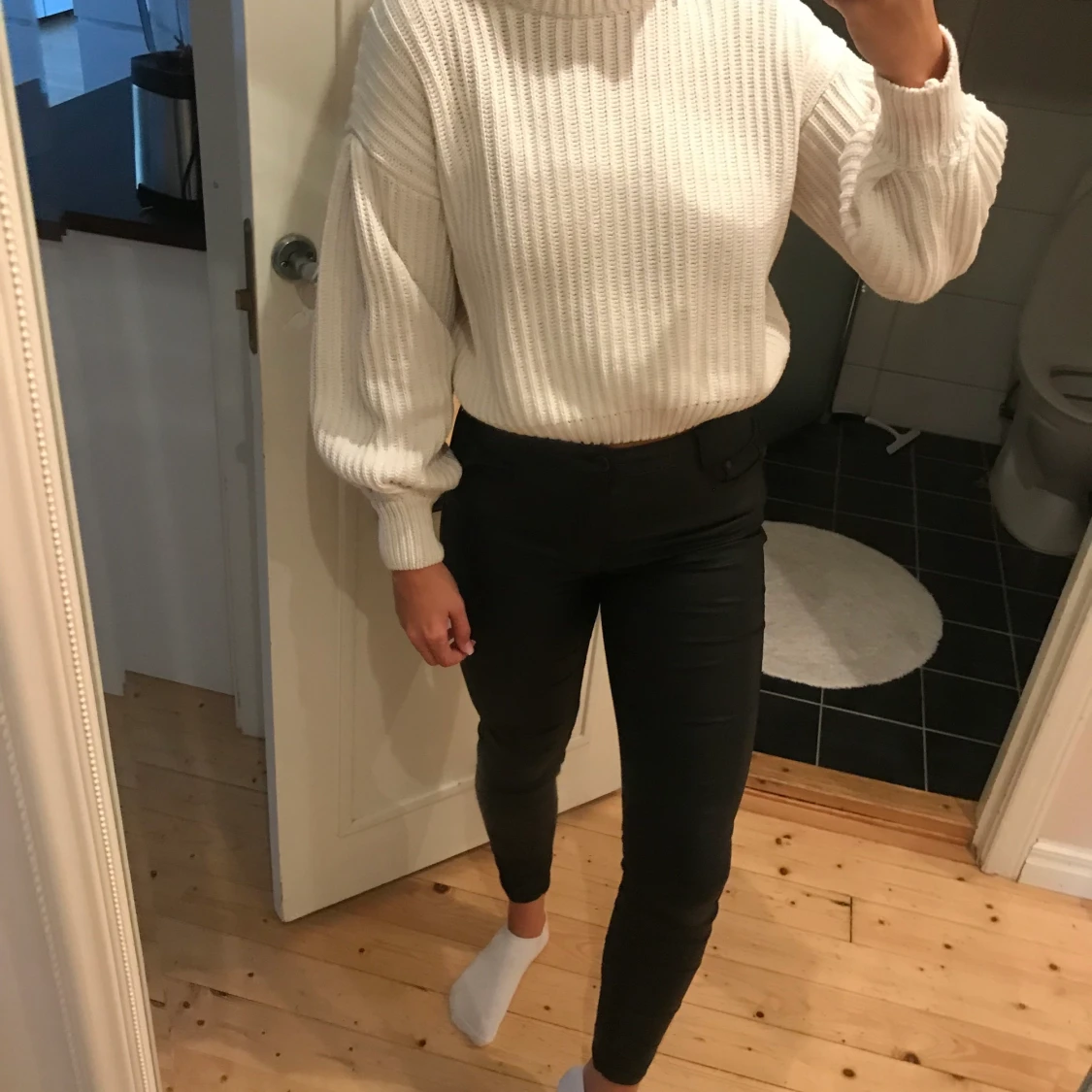 Vit stickad tröja - 90