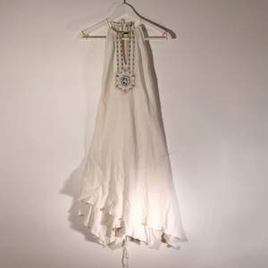 Pure linen dress, made in Italy, applied stones and small pearls