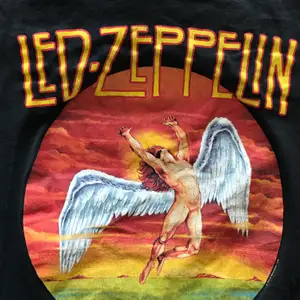 En Led-Zeppelin thriftad t-shirt. Har ej använt den thriftade den för nån vecka sen men tröjan i sig är märket Bershka. Tröjan har även en bra passform. Köparen står för frakt🦕