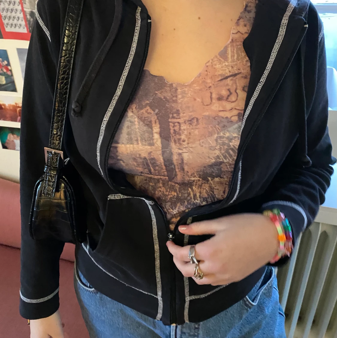 Trendig kofta med sömmar utanpå - 91