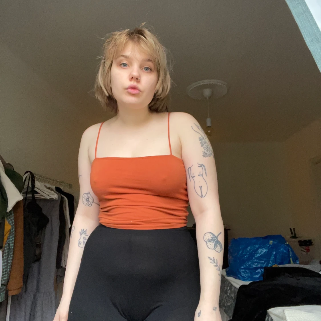 Burnt orange cropped linne