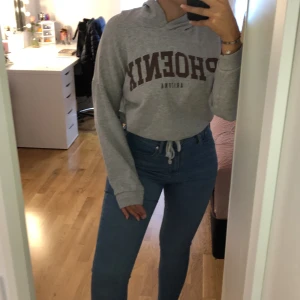 Gina Tricot tjocktröja - Gina Tricot tjocktröja som är varm och mjuk inuti. Grå med brun text ( PHOENIX ARIZONA)☁️ (Skriv för fler bilder, kunden står för frakten som summan varierar beroende på varans vikt) 