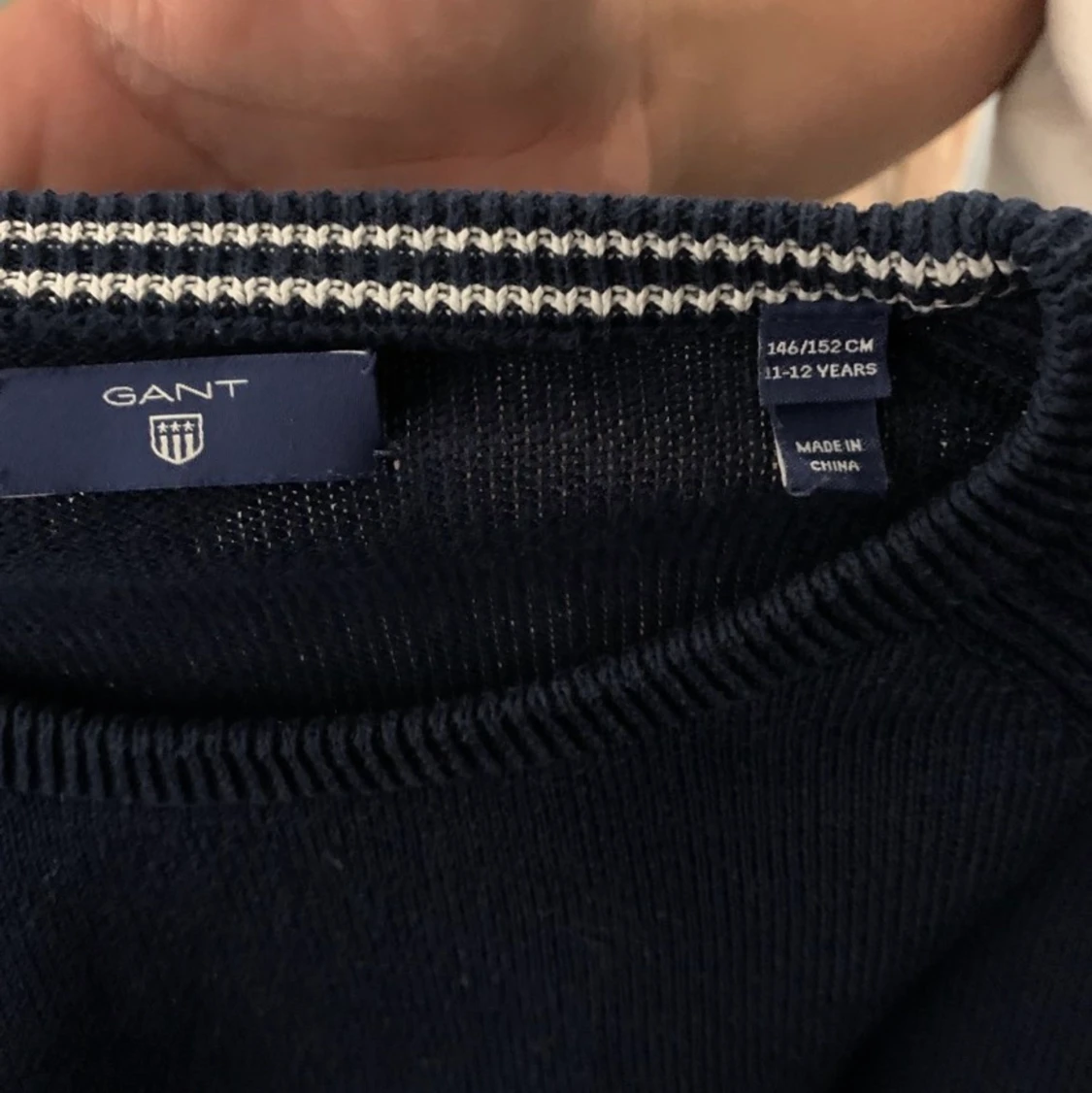 Gant mörkblå stickad hoodie - 90