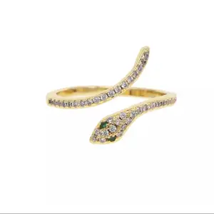 acero inoxidable joyeria mujer  stackable rings snake rings for women Gold Color clear CZ  Punk Rock Ring Animal Jewelry