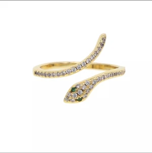 Snake Ring  - acero inoxidable joyeria mujer  stackable rings snake rings for women Gold Color clear CZ  Punk Rock Ring Animal Jewelry
