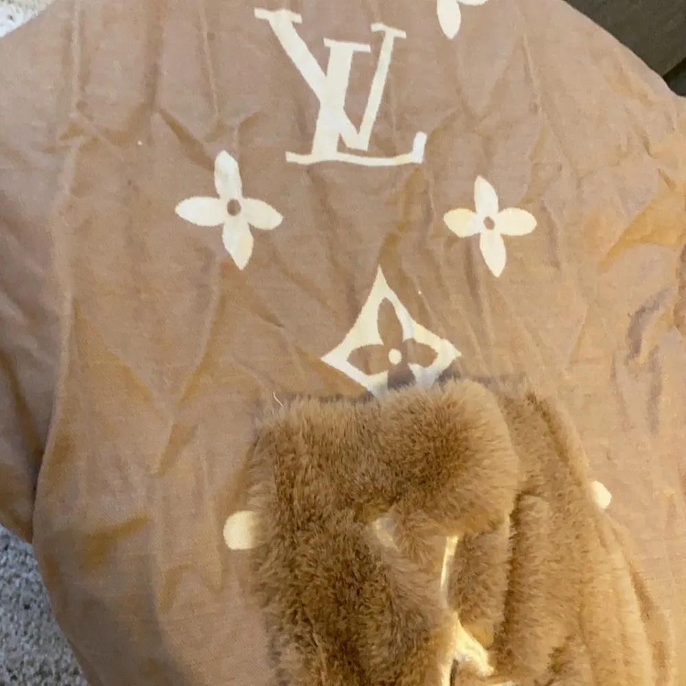 Säljer en fantastisk fin sjal eller halsduk från louis Vuitton. Den här super mysiga fickor med päls och skönt och mysigt material. Aldrig använd fick av en vän men aldrig använt. . Accessoarer.