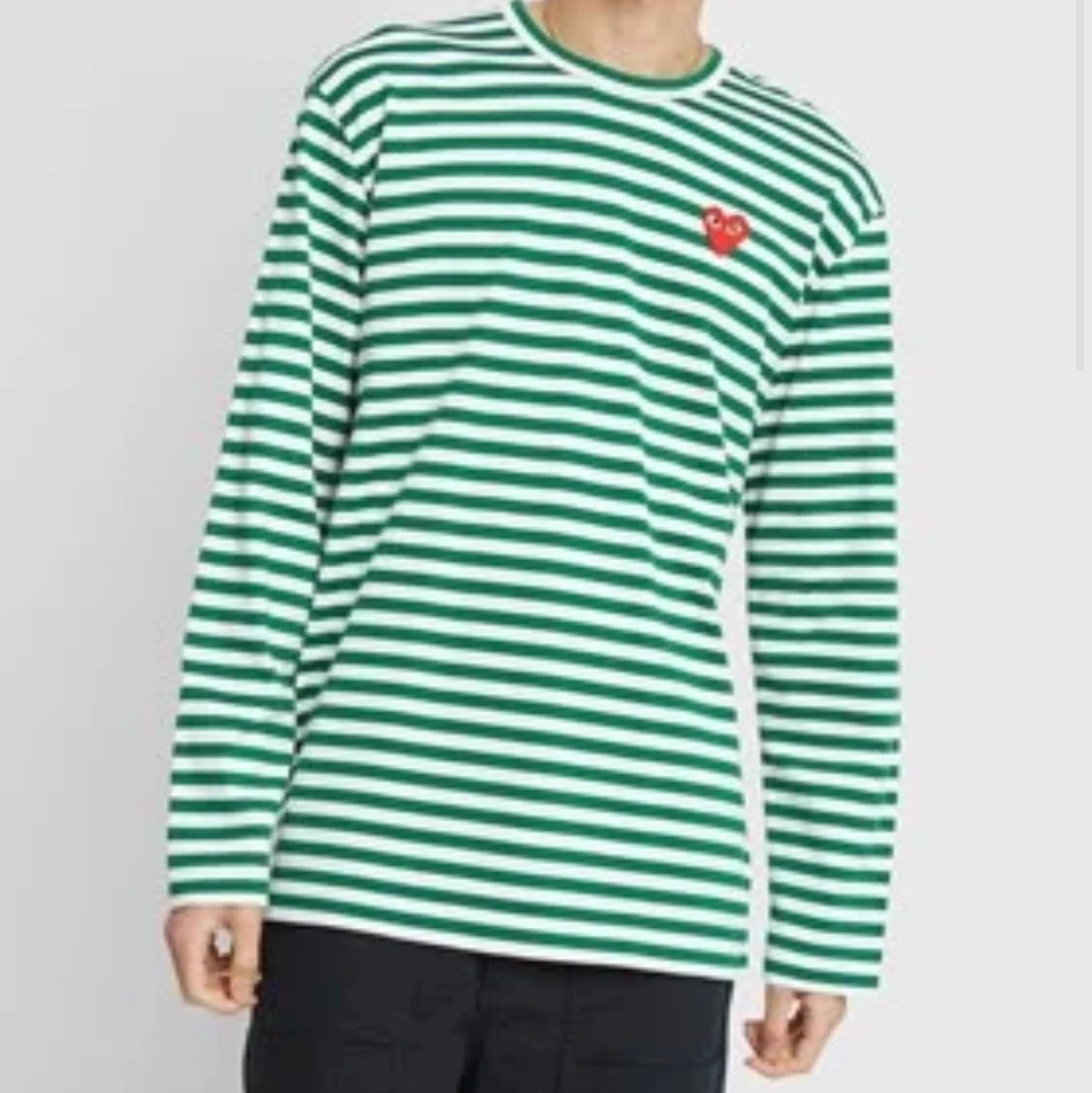 Cdg tröja grön- och vit randig  - 90