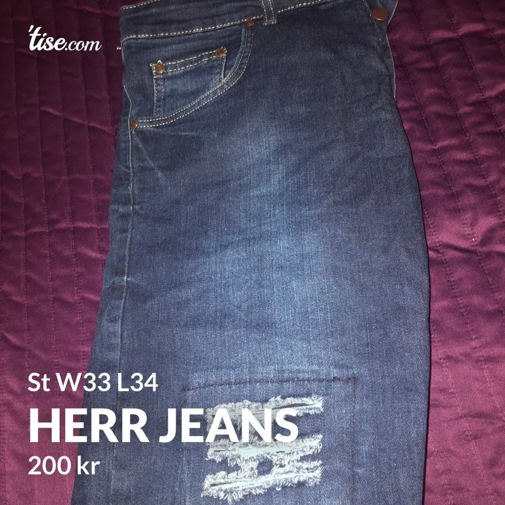 Herr jeans med slitningar, i nyskick, st W33 som motsvarar st M, för fler bilder skriv . Jeans & Byxor.