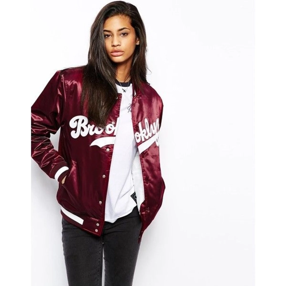 Baseballjacka Majestic vinröd - 90