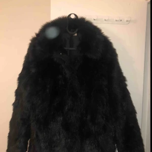  - Svart fake pälsjacka. Längden är till under rumpan (jag är 168cm)