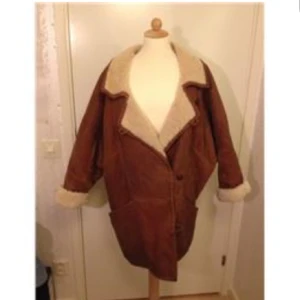  - Jättefin vintage shearlingjacka/fårskinnsull/mocka