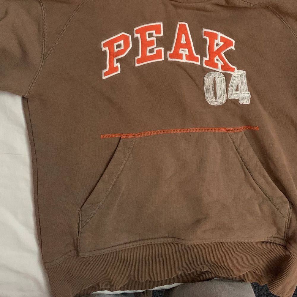 Cool brun hoodie från Peak. Sterleken är L men den är väldigt liten i storleken!! Så inte så overzised. Exl frakt . Huvtröjor & Träningströjor.