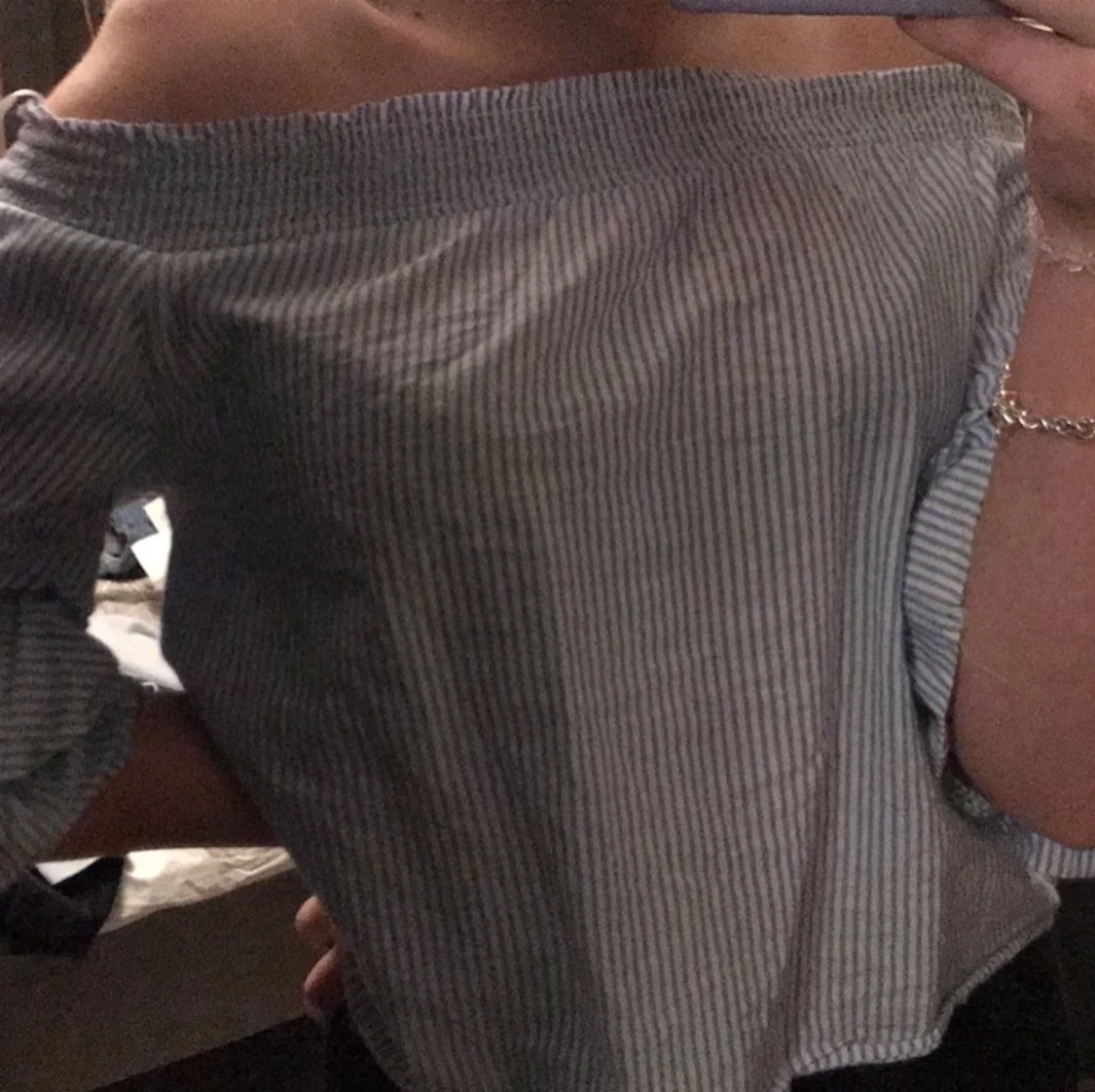 randig off shoulder tröja strl 36