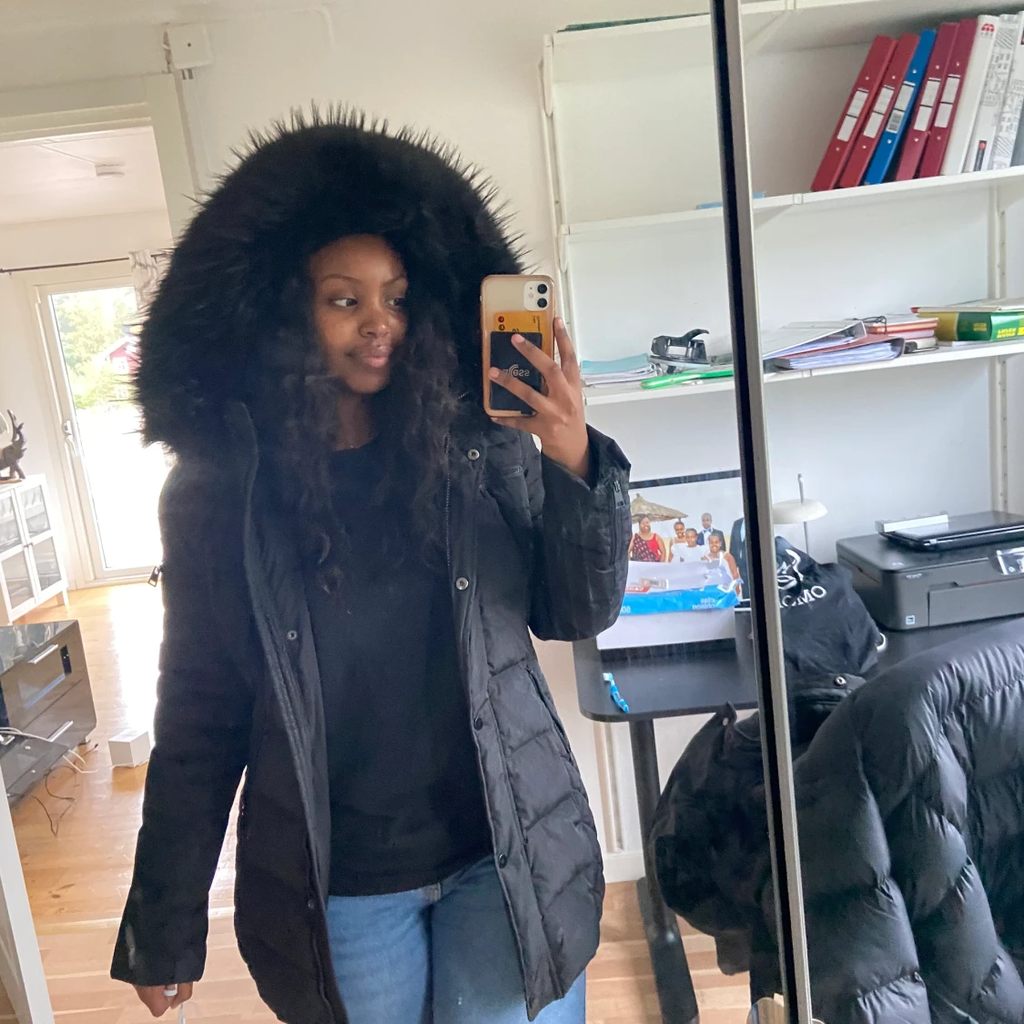 lång päls vinter jacka 