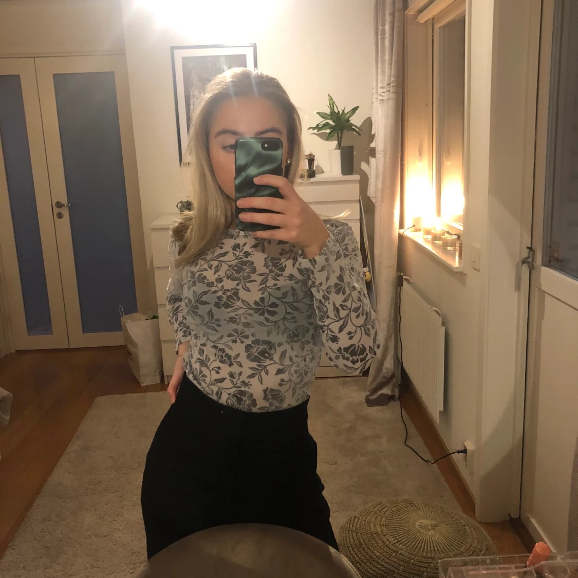 Mesh topp med Blommigt mönster  - 90